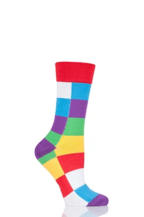 Mens Women's and Kids 1 Pair SOCKSHOP Friendship Friday with Elmer Patchwork Bamboo Socks