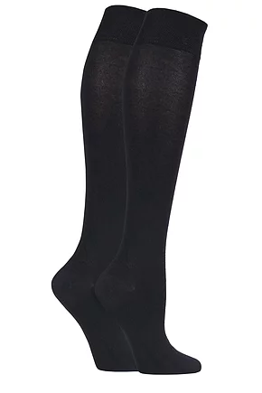 Women's 2 Pair SOCKSHOP Plain and Patterned Bamboo Knee High Socks with Smooth Toe Seams