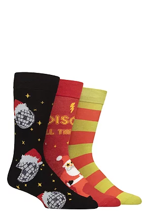 Mens 3 Pair SOCKSHOP Lazy Panda Christmas Bamboo Socks