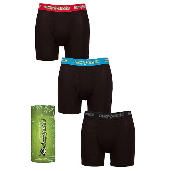 Best Seller Mens 3 Pack SOCKSHOP Lazy Panda Bamboo Boxer Shorts Black / Red / Blue Medium