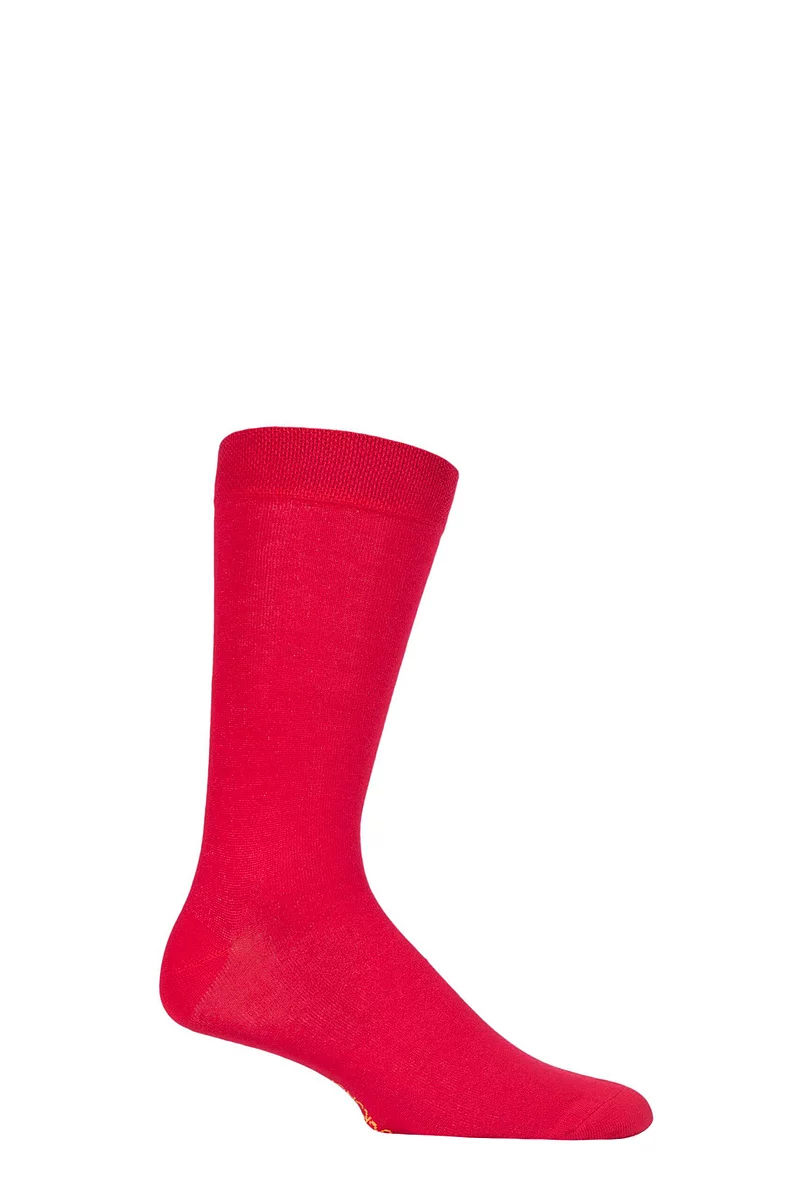 Mens 1 Pair Lazy Panda Colour Burst Bamboo Socks with Smooth Toe Seams Redder Than Red 7-11