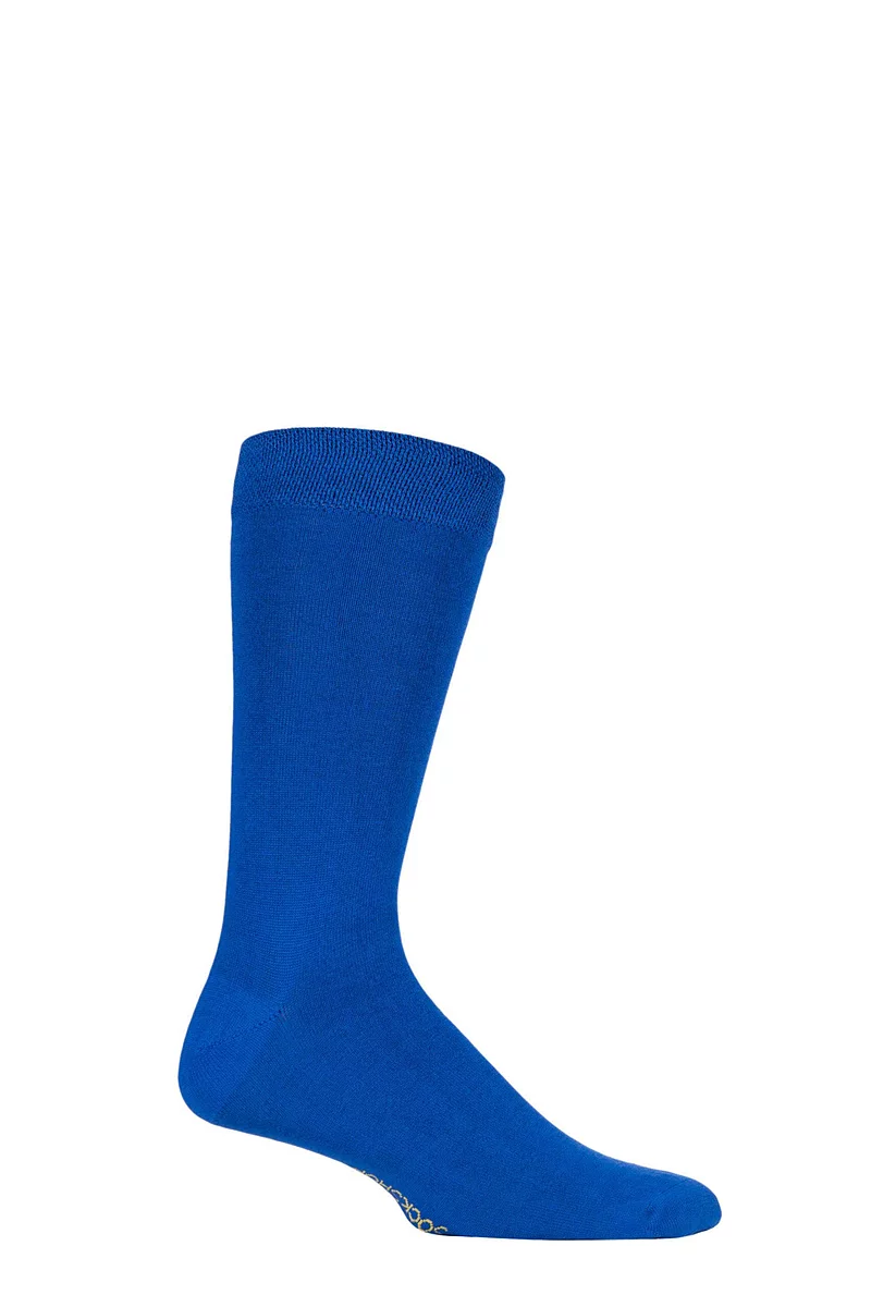 Mens 1 Pair Lazy Panda Colour Burst Bamboo Socks with Smooth Toe Seams True Blue 12-14