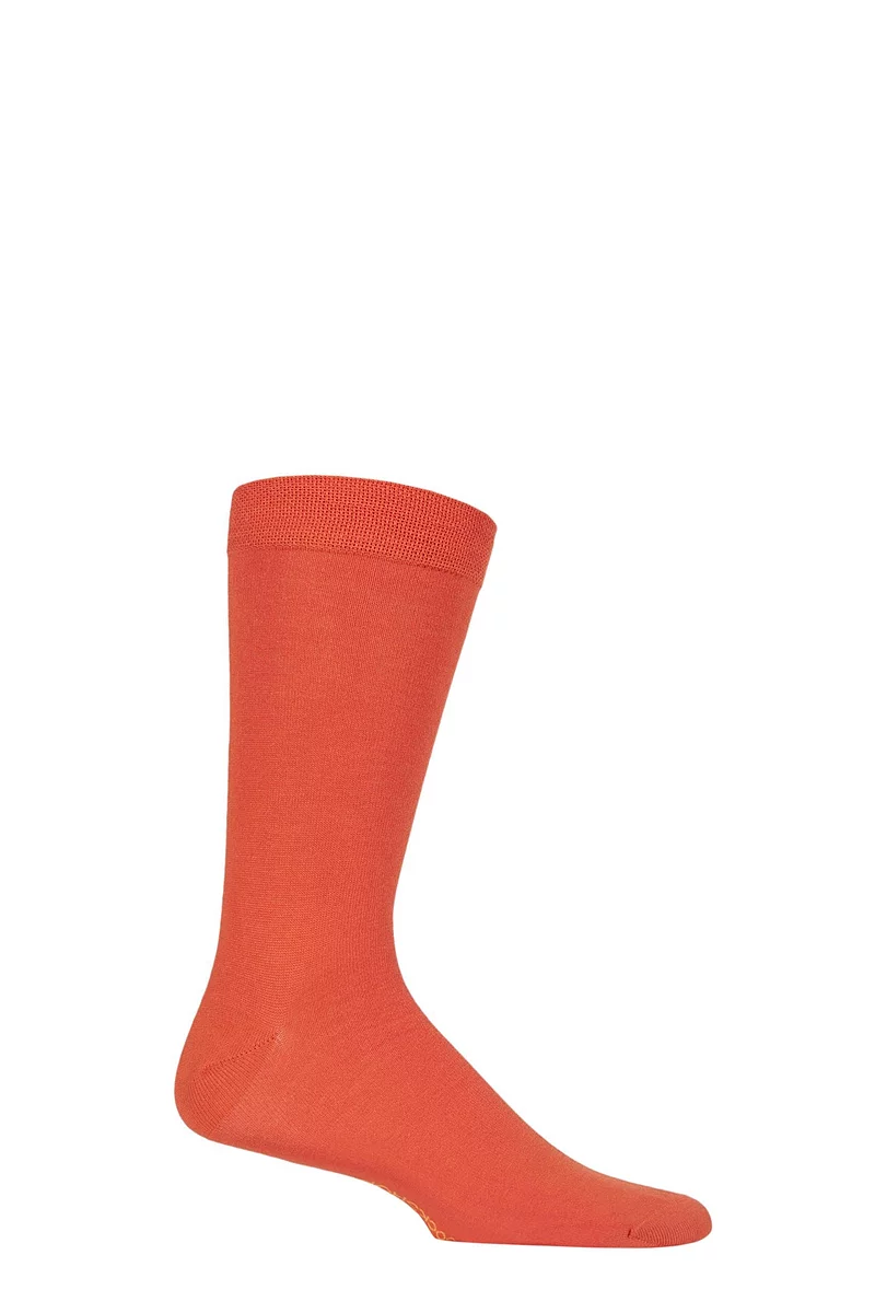 Mens 1 Pair Lazy Panda Colour Burst Bamboo Socks with Smooth Toe Seams Tangerine Dream 12-14